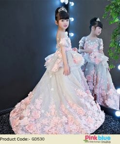 Princess Long Ball Gown Birthday Dress | Flower Girl Wedding Gown