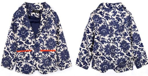 Stylish Baby Boy Summer Coat in Off White With Purple Flower Print