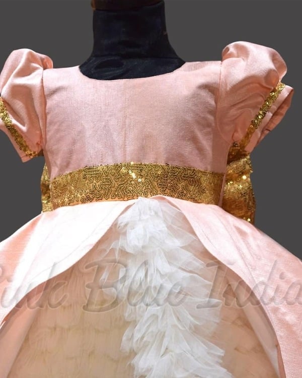 Peach kids birthday dress stylish party wear outfit elegant look