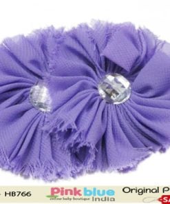 Stylish Purple Infant Headband with Two Beautiful Flowers and Diamonds