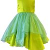 Green Kids Special Occasion Dress - Silk and Net Partywear Gown