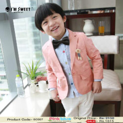 Elegant Salmon Summer Coat for Children with Lining in Black and White Stripes