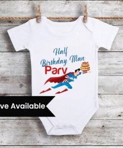 Newborn Boy Half Birthday Bodysuit - 6 Month Superman Birthday Outfit Personalized