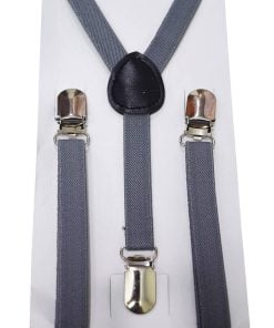 Elastic Adjustable Suspenders for Toddler Boys in Grey