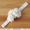 Three Off White Flowers Headband for Indian Infants with Pearl Embellishments