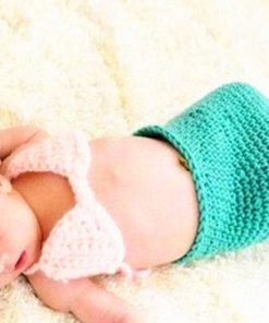 Sea Green and White Three Piece Mermaid Crochet Baby Photography Prop