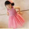 Baby Girl Peach Birthday Party Dress, Toddler Sequin Special Occasion Frock