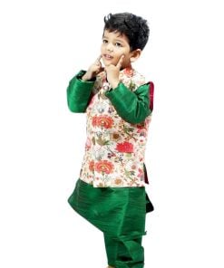Flower Printed Toddler Boy Nehru Jacket Long Kurta and Pant Buy Online