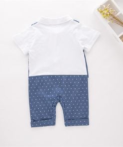 Infants Toddler Boys Party Style Birthday Romper with a Cute Bow tie
