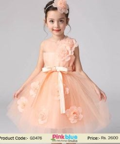 Orange Toddler Flower Girl Dress Birthday Party and Wedding Wear