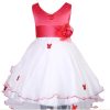 Red and White Toddler Girls Sleeveless Butterfly Print partywear Dress