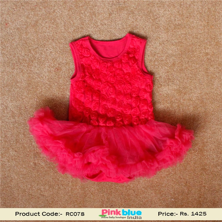 Shop Online Tomato Red Partywear for Romper Clothing for Girls