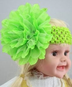 Neon Green Crochet Hair Band for Newborn Princess