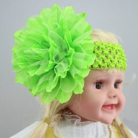 Neon Green Crochet Hair Band for Newborn Princess