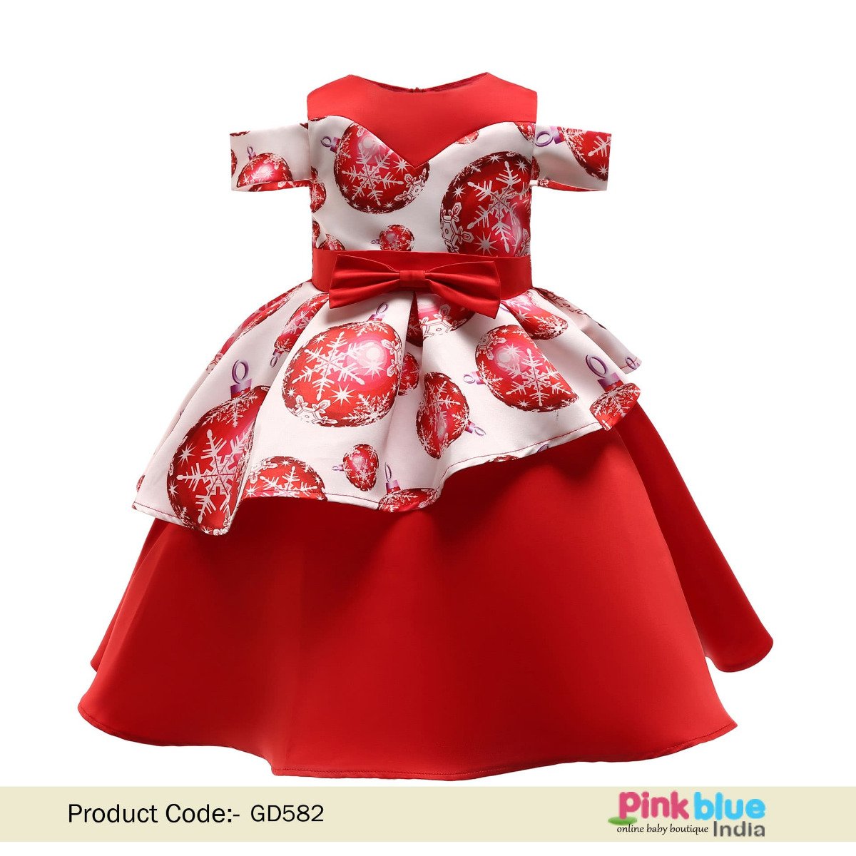Girls Red Dress - Trendy Red Off Shoulder Party Dress for Kids