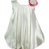 Little Girl Special Occasion Pleated Satin Party Dress White