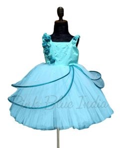 Buy Turquoise Wings Party Wear Dress, Girls Birthday Gown online
