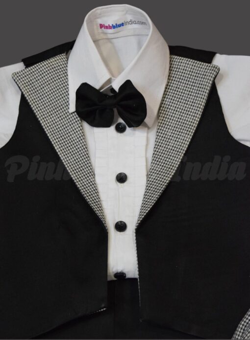 Tuxedo Check Romper One Piece Suit for Little Boy