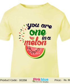 Twin Baby Yellow Personalized T-shirts you Are One In a Melon