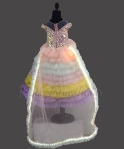 Rainbow Unicorn theme Tail gown with LED lights