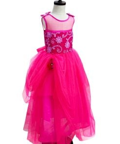 Hot Pink Couture Girls Special Occasion Dress, kids bollywood gown