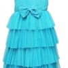 Light Blue Lace Ruffle Girls Special Occasion Party Dress