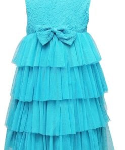 Light Blue Lace Ruffle Girls Special Occasion Party Dress