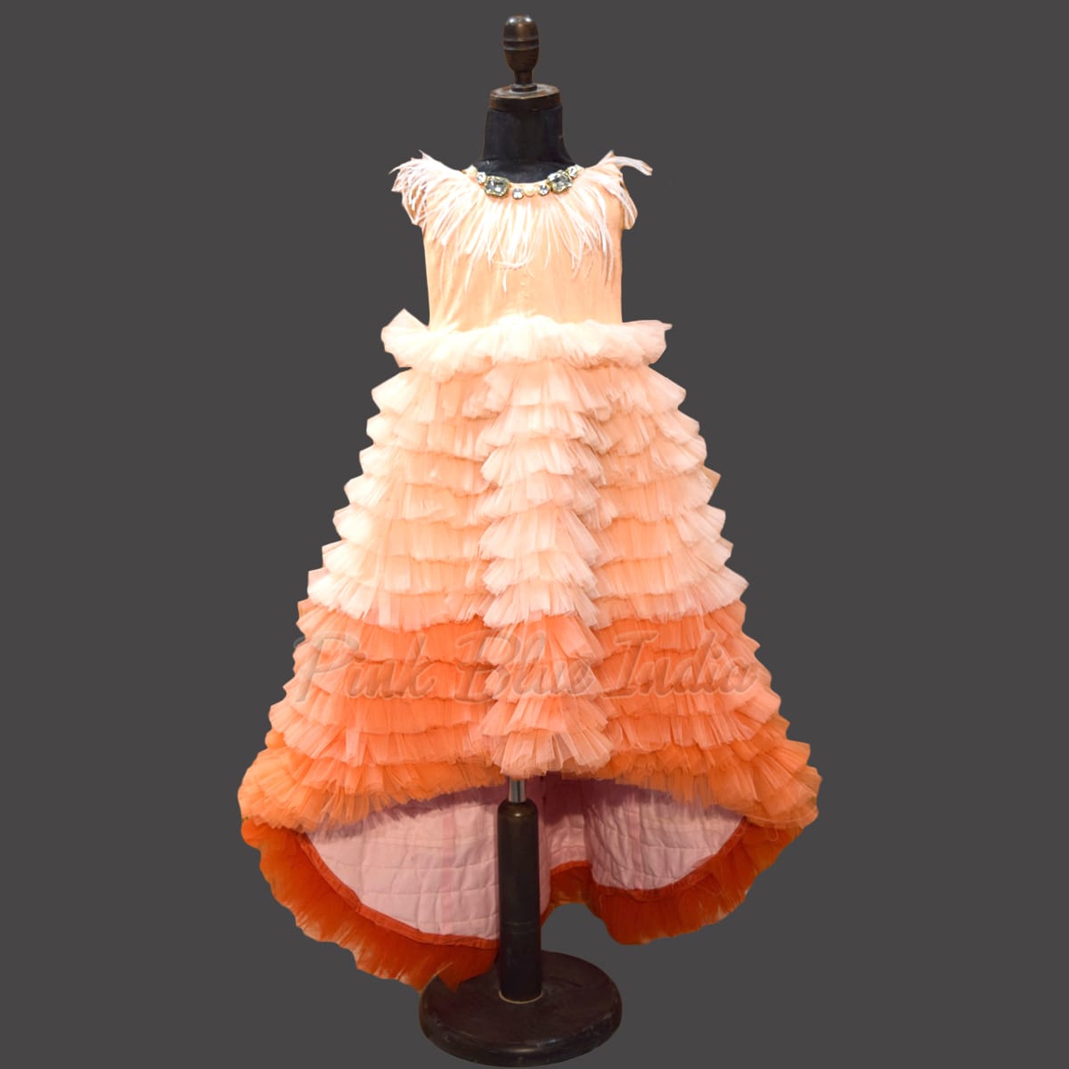 Orange Ombre Princess Birthday, Girls Wedding Ombré Dress