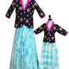 Shop Online Shibori Mommy and Me Gown Blue Jacket mother and daughter dress