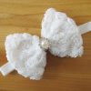 White Hair Accessory for Kids with Bow Flower and Diamond Embellishment