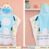 Baby Hooded Poncho Style Bath Towels Childrens White and Blue