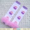 Beautiful White and Lavender Leg Warmers for Young Children with Ruffles