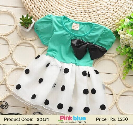 Infant Girl Casual Black Polka Dot Baby Special Occasion Dress India