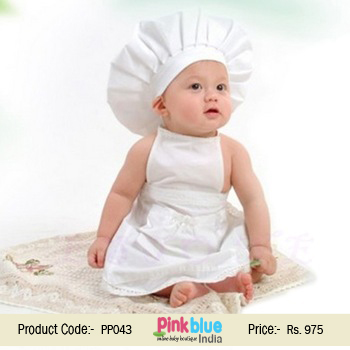 Cute 2 Piece White Chef Photo Prop for Children in India