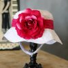 Buy White Colored Baby Cap With a Gorgeous Red Rose on Side
