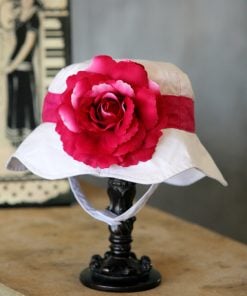 Buy White Colored Baby Cap With a Gorgeous Red Rose on Side