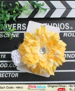 White Crochet Floral Hair Band for Newborn Princess Yellow Flower