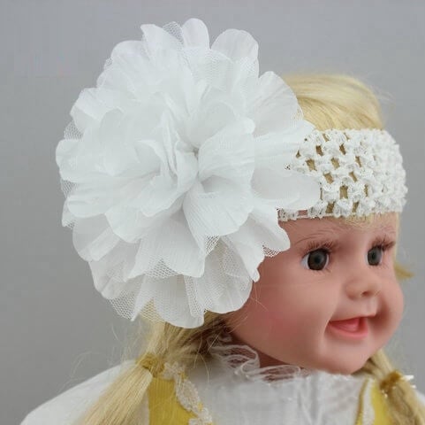 Baby White Crochet Hair Band for Infant Girls
