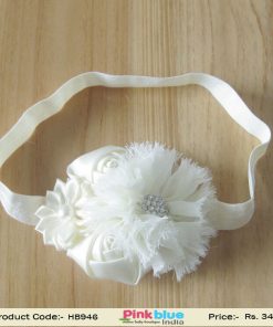 Designer White Flower Headband for Girls