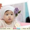 Cute White Infant Hat with Lavender Flower and Leaves