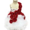 White Multi Layered Tulle Baby Girl Dress with 3D Red Flowers
