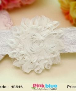 White Net Hair Band with a Big Flower for Newborn