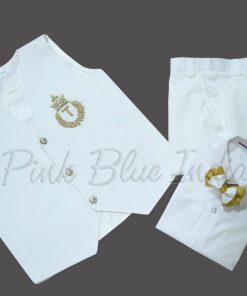 Baby Boy White Waistcoat Set, Kids Birthday Party Outfit