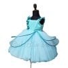 Turquoise blue gown, Wings Girls Birthday Party Wear Frock