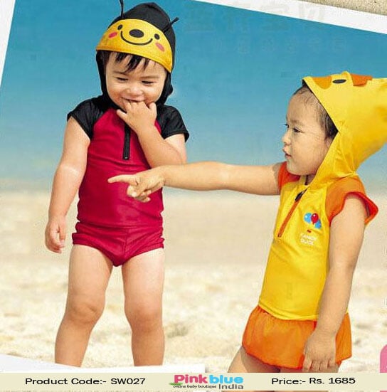 Toddler Girl Pool Party Swimwear Yellow and Orange Childrens Swimming Costume