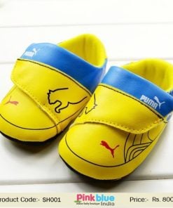 Cute Yellow Baby Booties with Straps