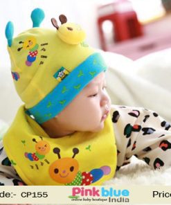 Buy Online Gorgeous Yellow Caterpillar Toddler Cap With Matching Muffler