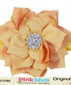 Yellow Fashionable Hair Band with Gorgeous Flower for Baby Girl