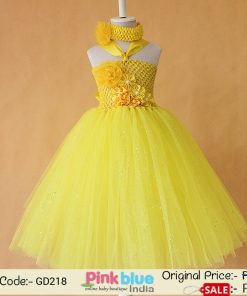 Infants Baby Girl Yellow Special Occasion Glitter Tutu Party Dress