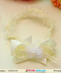 Gorgeous Yellow Infant Flower Headband for Indian Girls with Net Flower